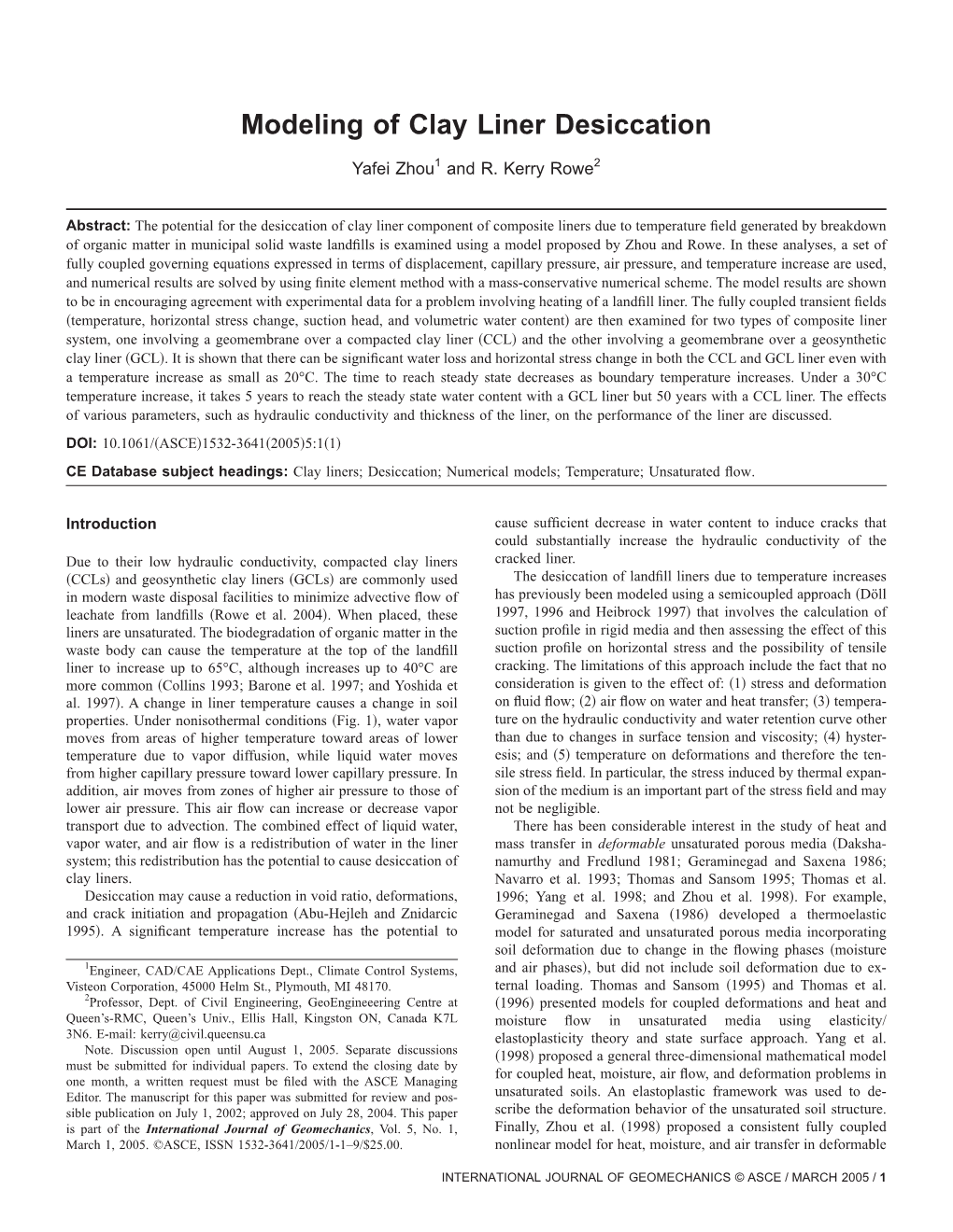 Modeling of Clay Liner Desiccation