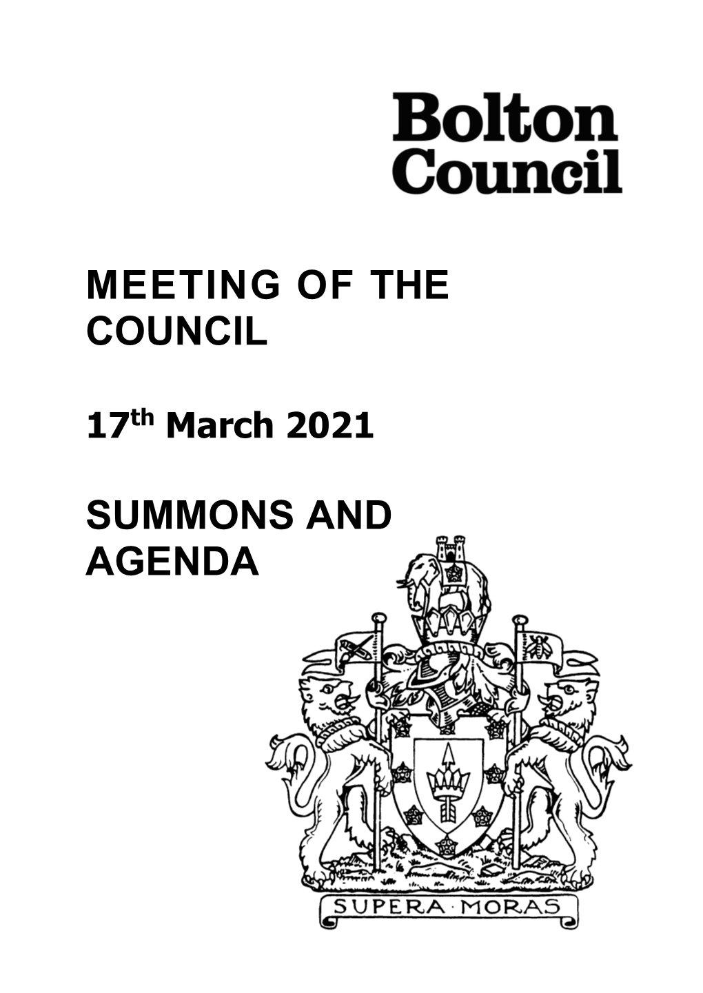 Meeting of the Council Summons and Agenda