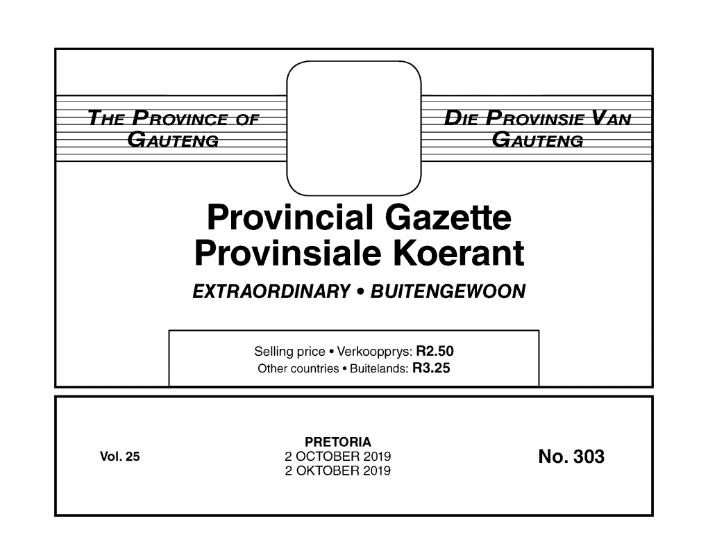 Provincial Gazette Provinsiale Koerant EXTRAORDINARY • BUITENGEWOON