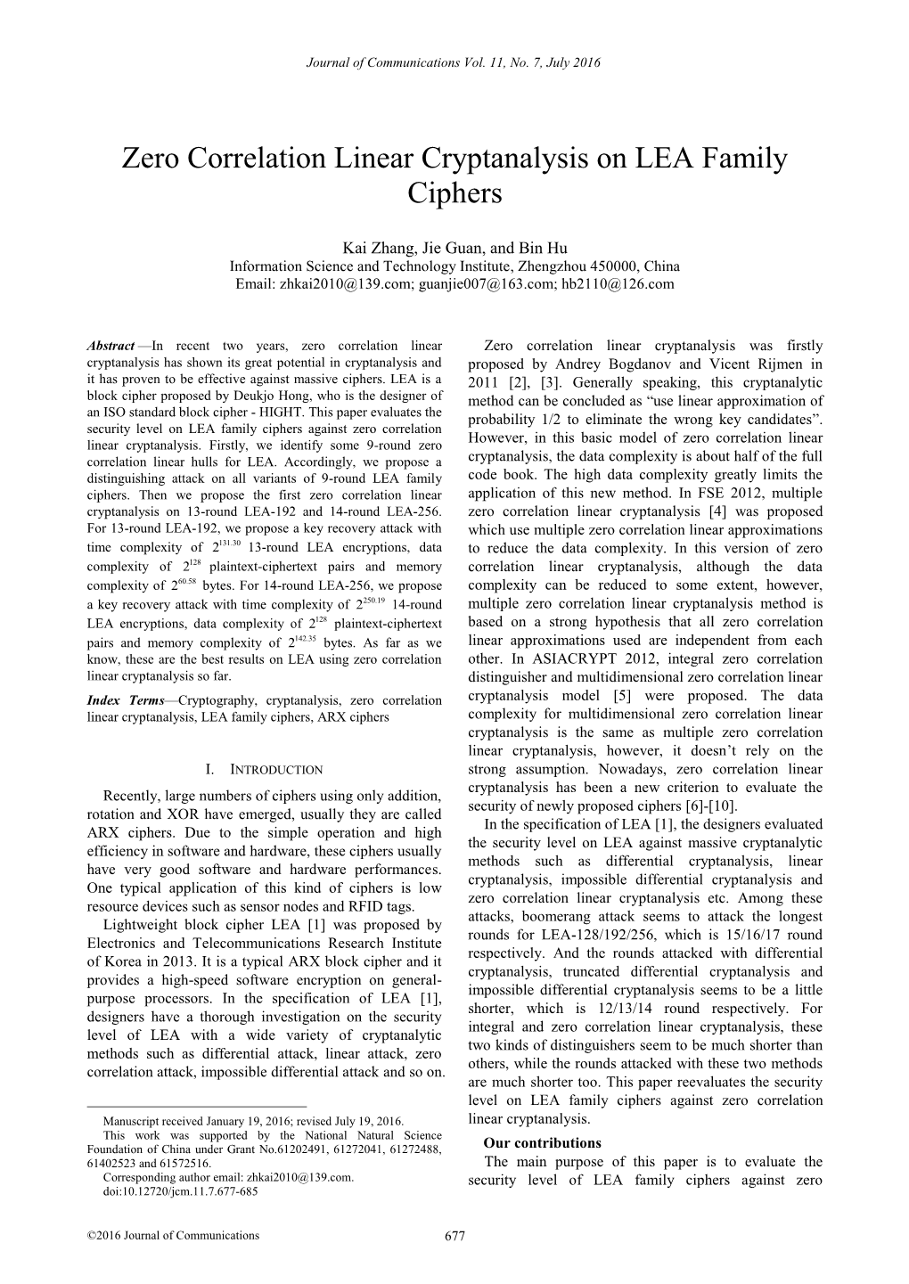 Zero Correlation Linear Cryptanalysis on LEA Family Ciphers