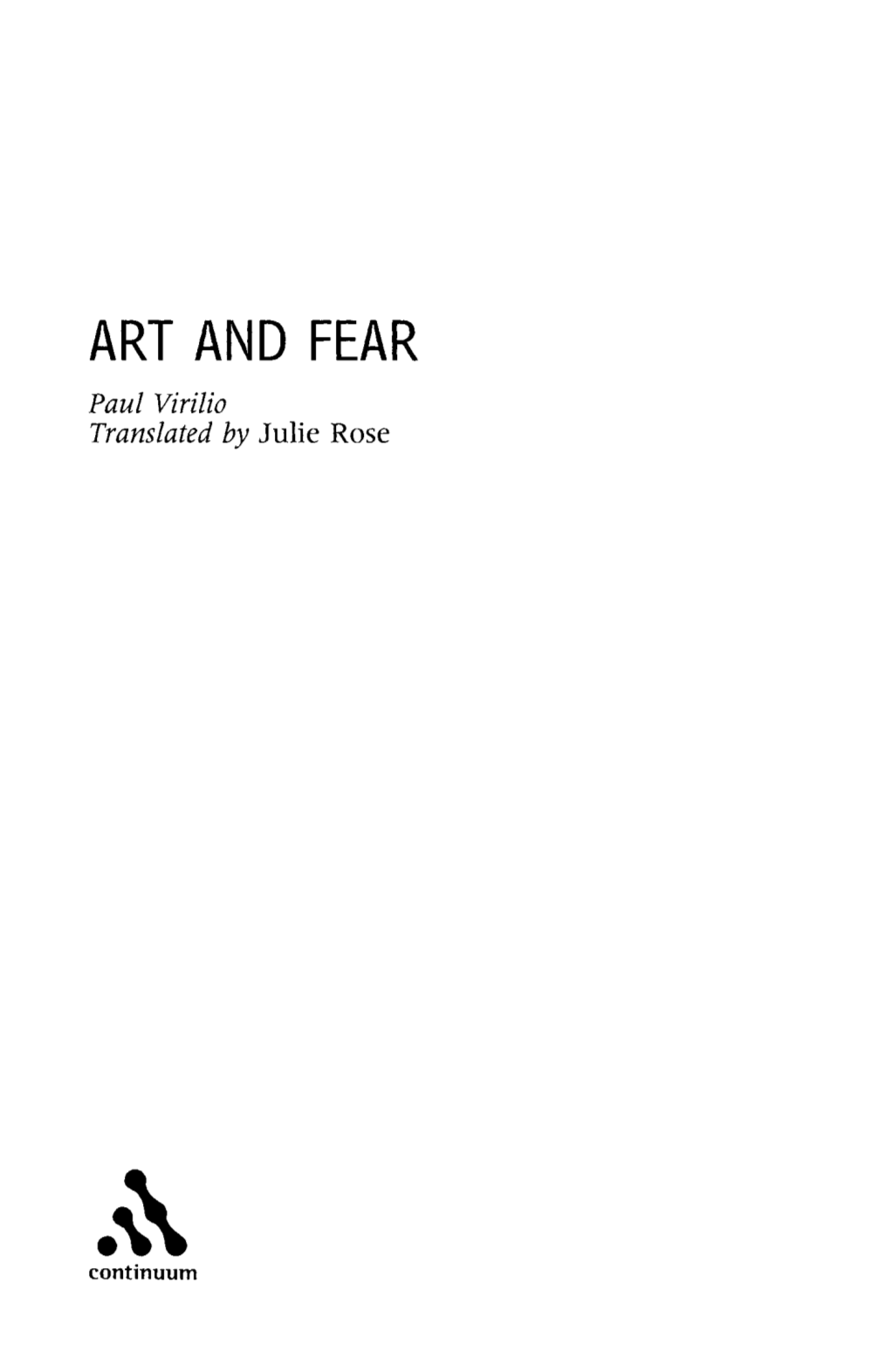 Virilio – Art and Fear