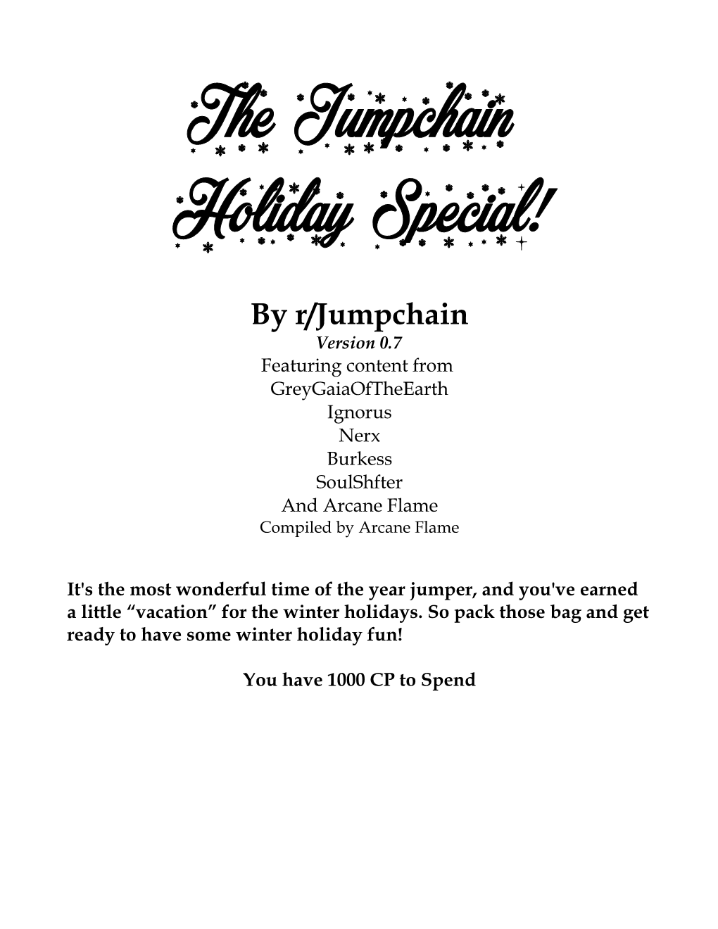 The Jumpchain Holiday Special!