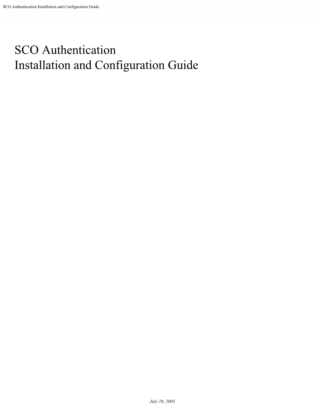 SCO Authentication Installation and Configuration Guide