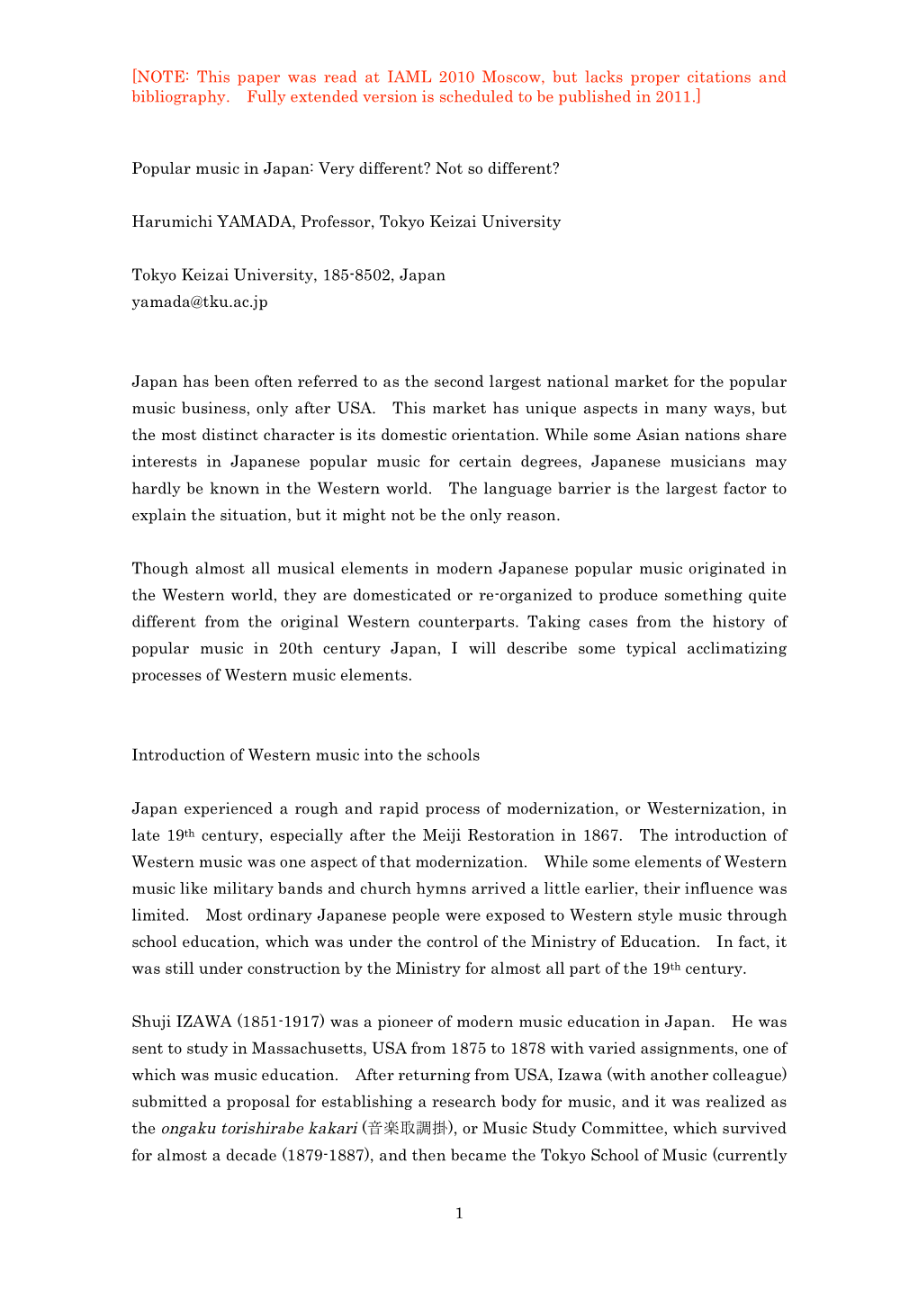 NOTE: This Paper Was Read at IAML 2010 Moscow, but Lacks Proper Citations and Bibliography. Fully Extended Version Is Scheduled to Be Published in 2011.]