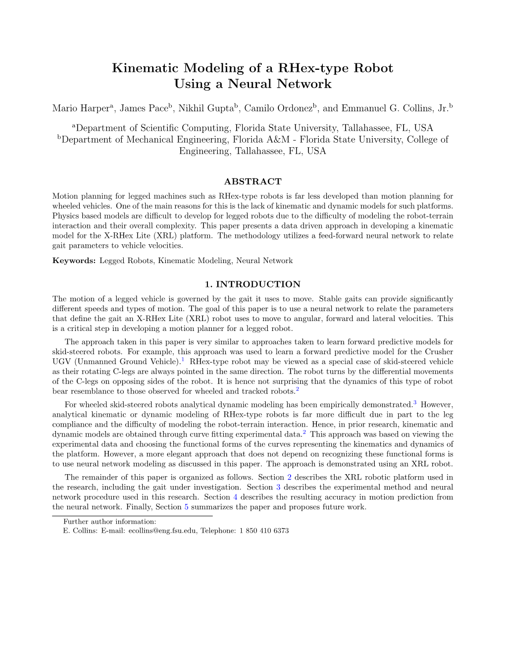 Kinematic Modeling of a Rhex-Type Robot Using a Neural Network