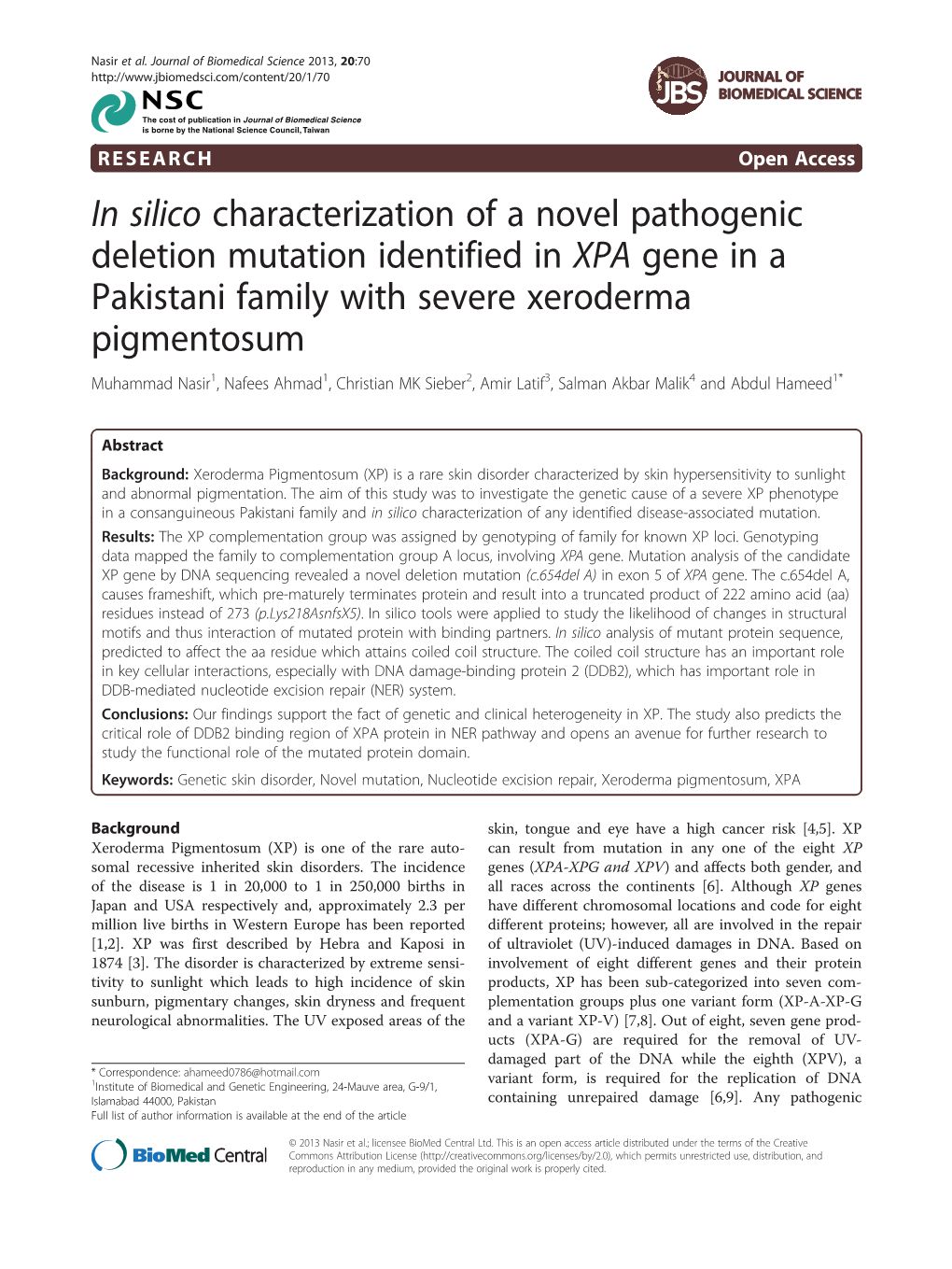 In Silico Characterization of a Novel Pathogenic Deletion Mutation