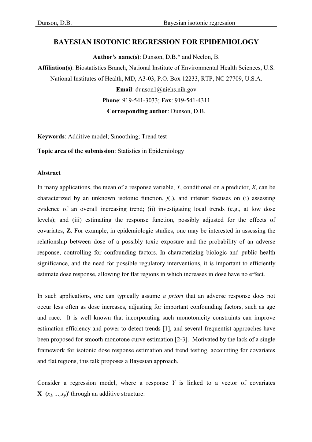 Bayesian Isotonic Regression for Epidemiology