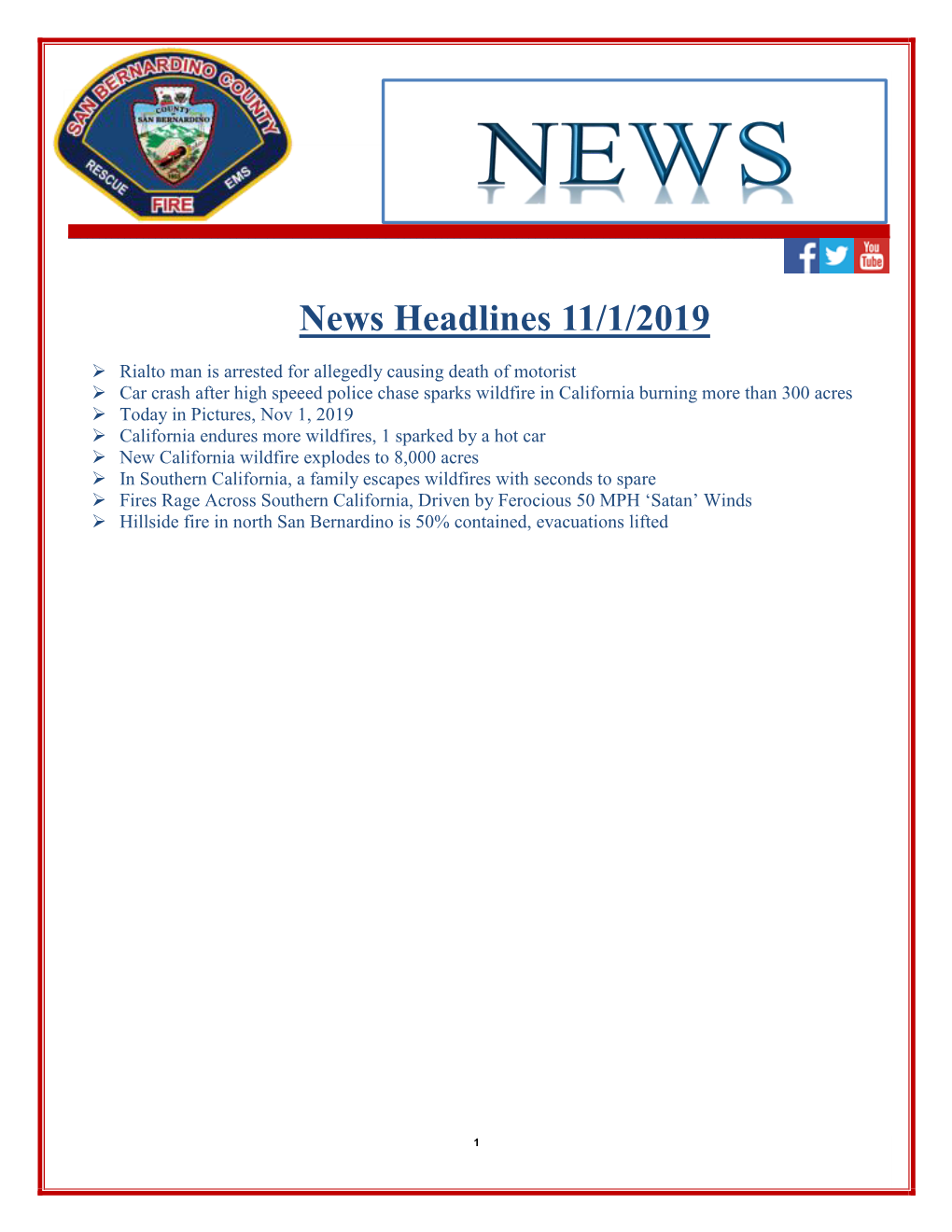 News Headlines 11/1/2019