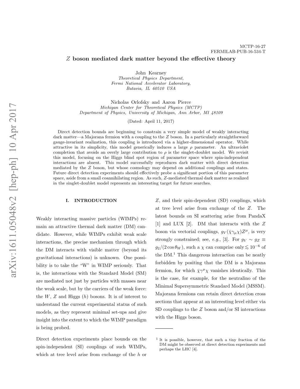 $ Z $ Boson Mediated Dark Matter Beyond the Effective Theory