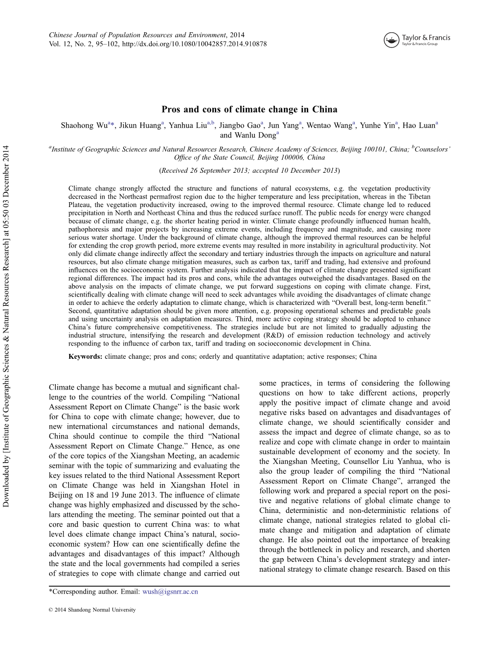 Pros and Cons of Climate Change in China