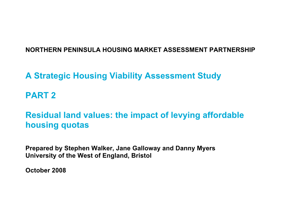 Northern Peninsula Strategic Housing Viability Assessment Study Part 2