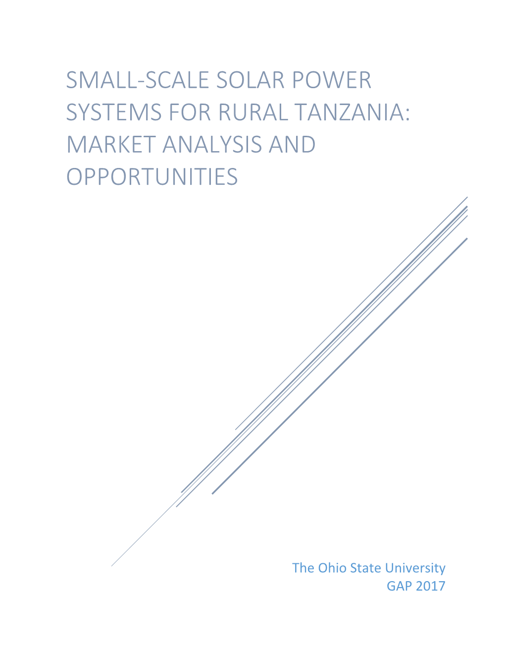 Small-Scale Solar Power Systems for Rural Tanzania: Market Analysis and Opportunities