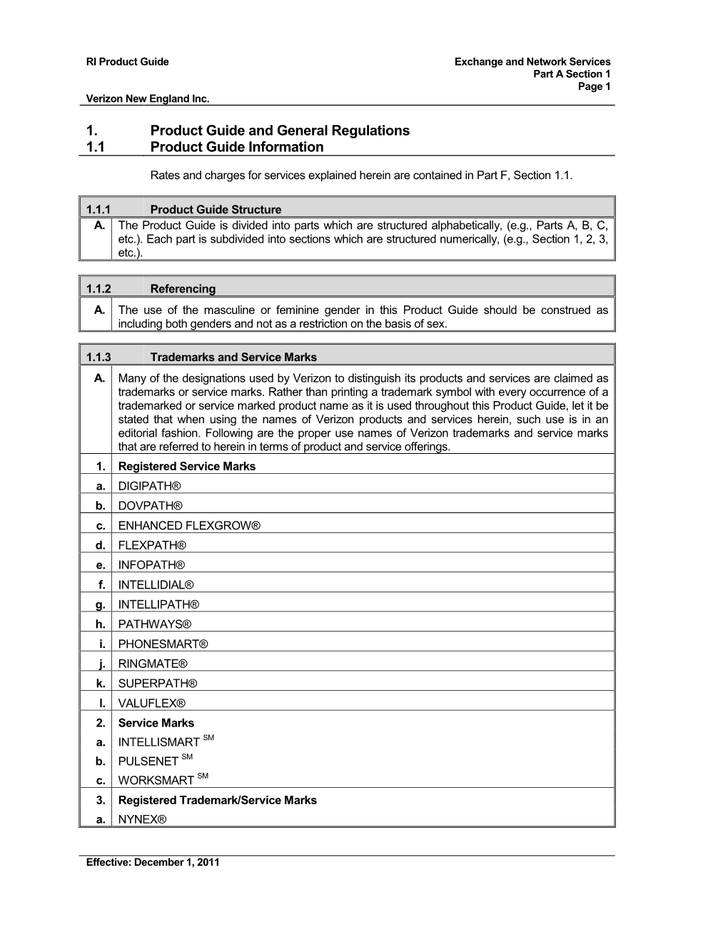 1. Product Guide and General Regulations 1.1 Product Guide Information