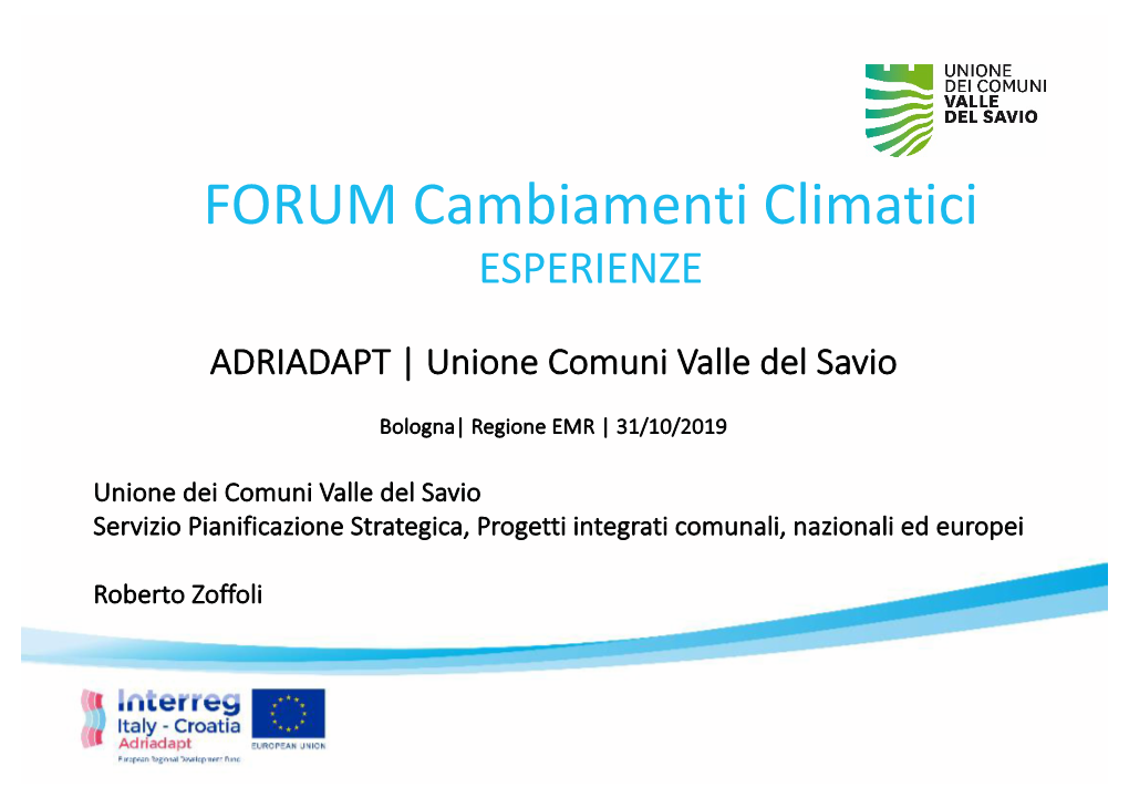 FORUM Cambiamenti Climatici ESPERIENZE