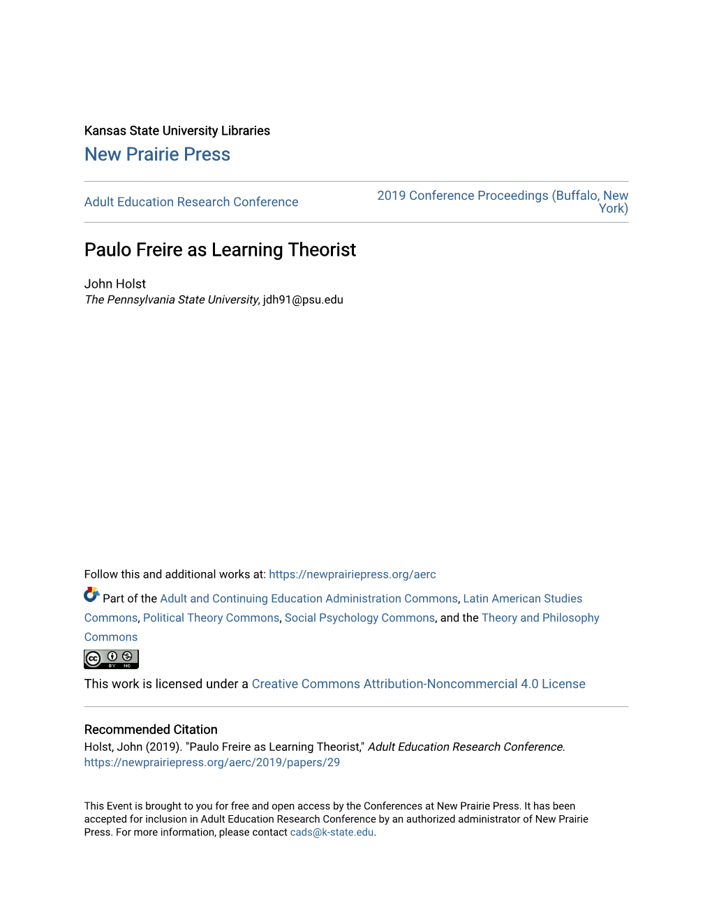 Paulo Freire As Learning Theorist