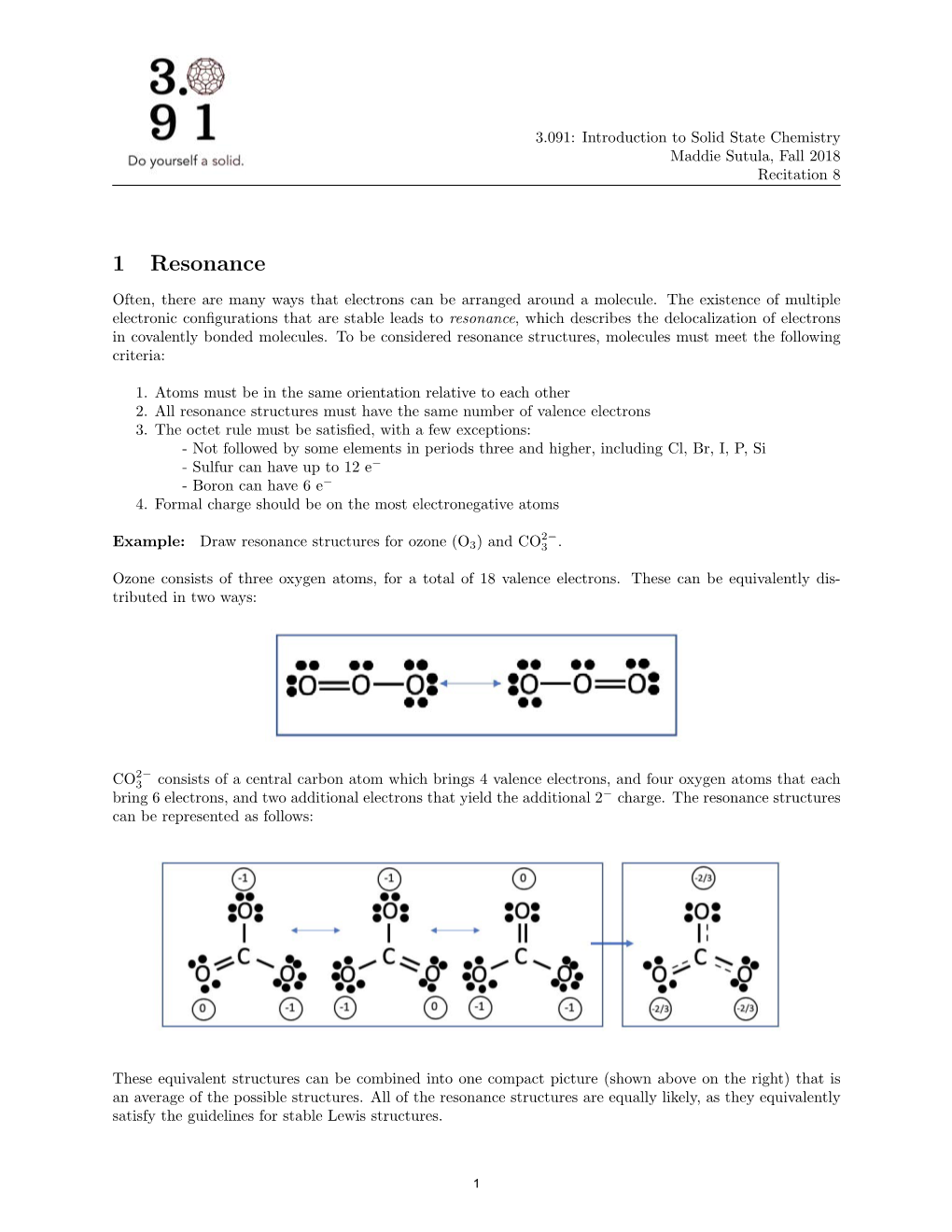 Resonance, and Formal Charge