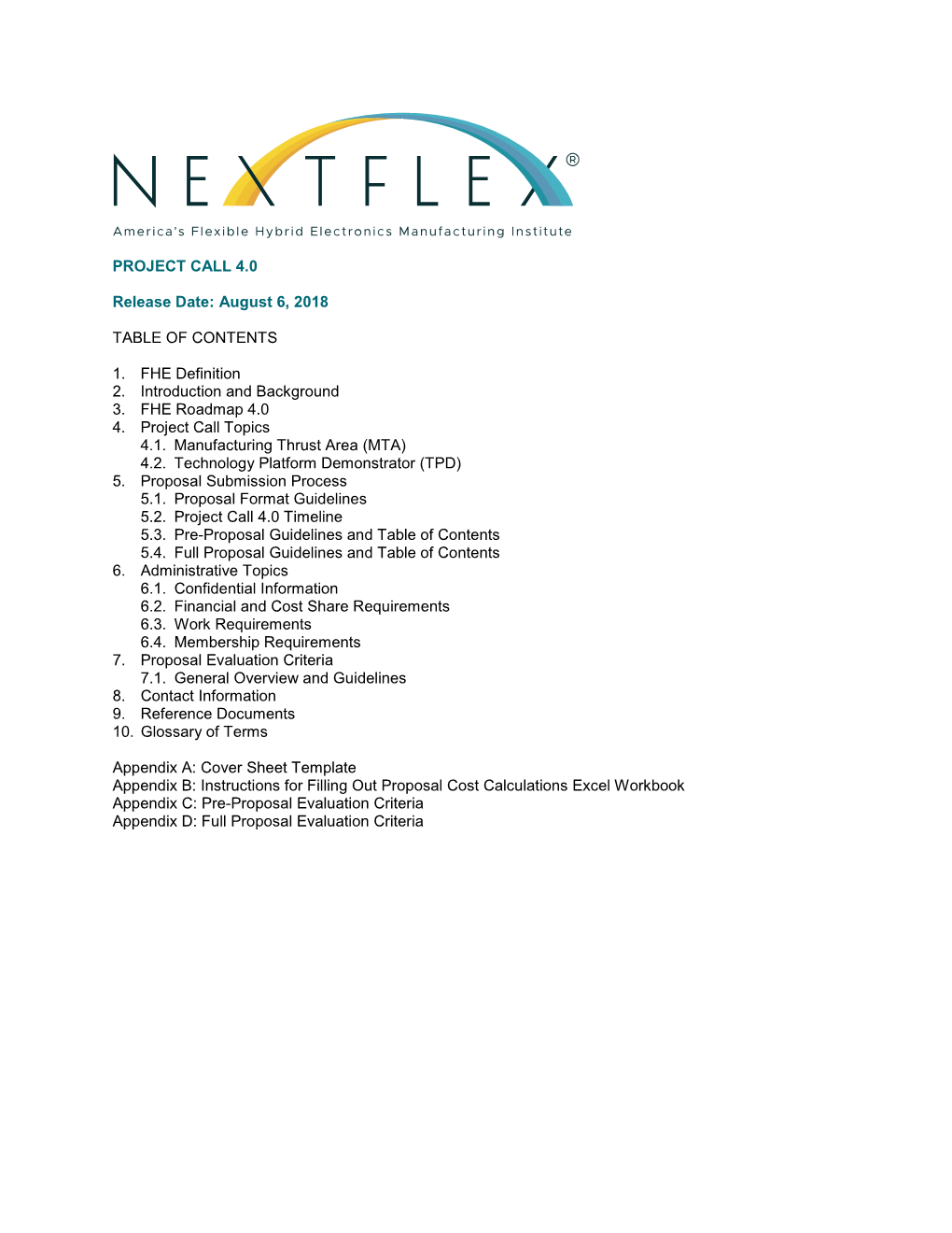 Nextflex Project Call 4.0 Guidebook