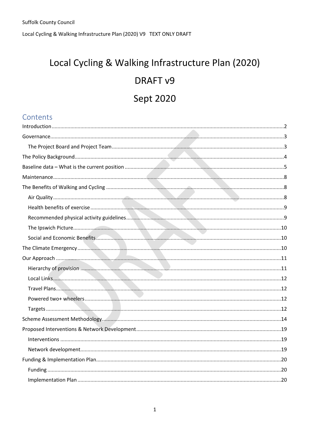 Local Cycling & Walking Infrastructure Plan (2020)