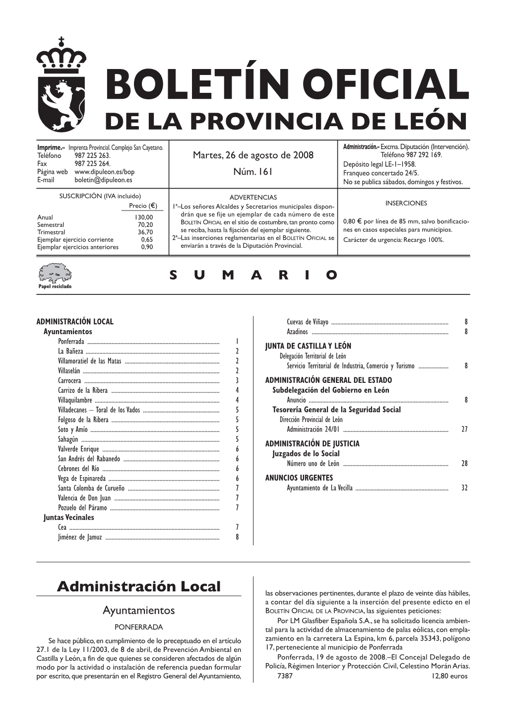 Boletín Oficial De La Provincia De León