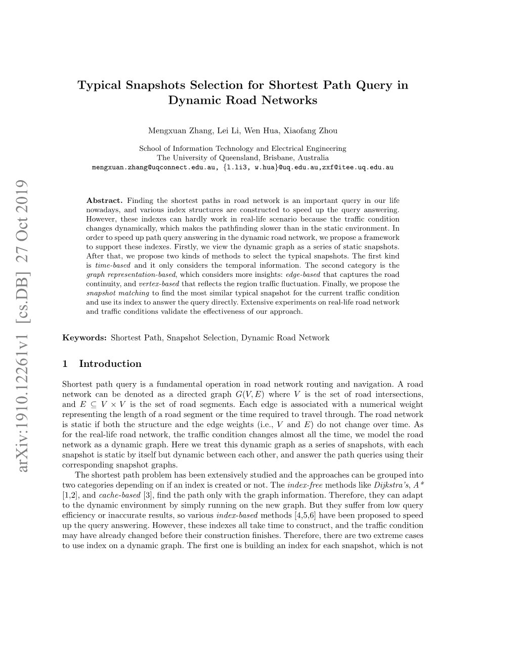 Typical Snapshots Selection for Shortest Path Query in Dynamic Road Networks