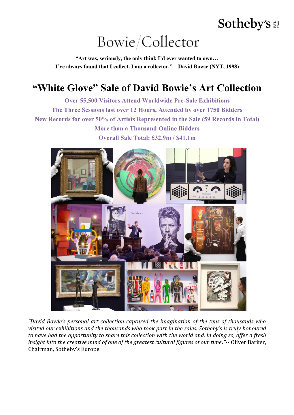 “White Glove” Sale of David Bowie's Art Collection