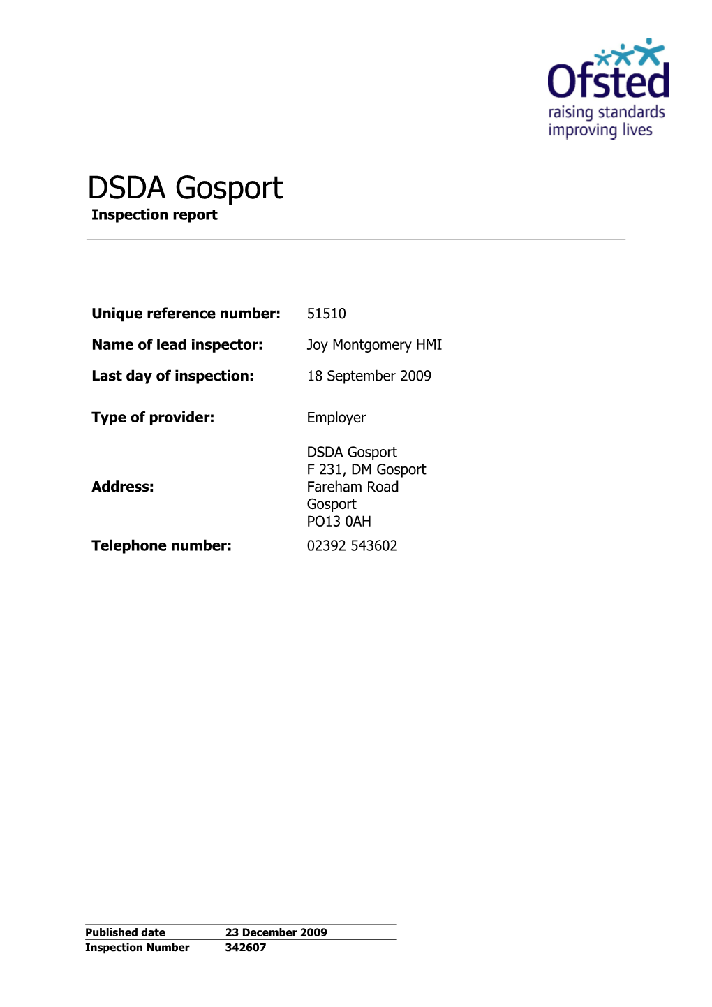 DSDA Gosport Inspection Report