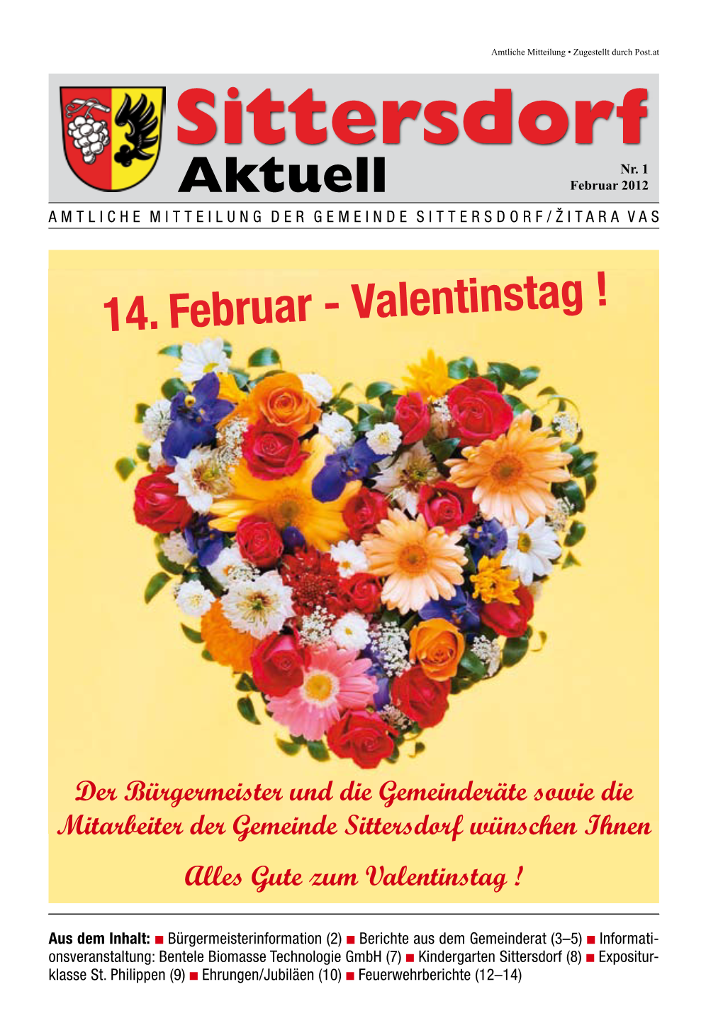 Aktuell Februar 2012 AMTLICHE MITTEILUNG DER GEMEINDE S Ittersd O R F / Ž Itara V As