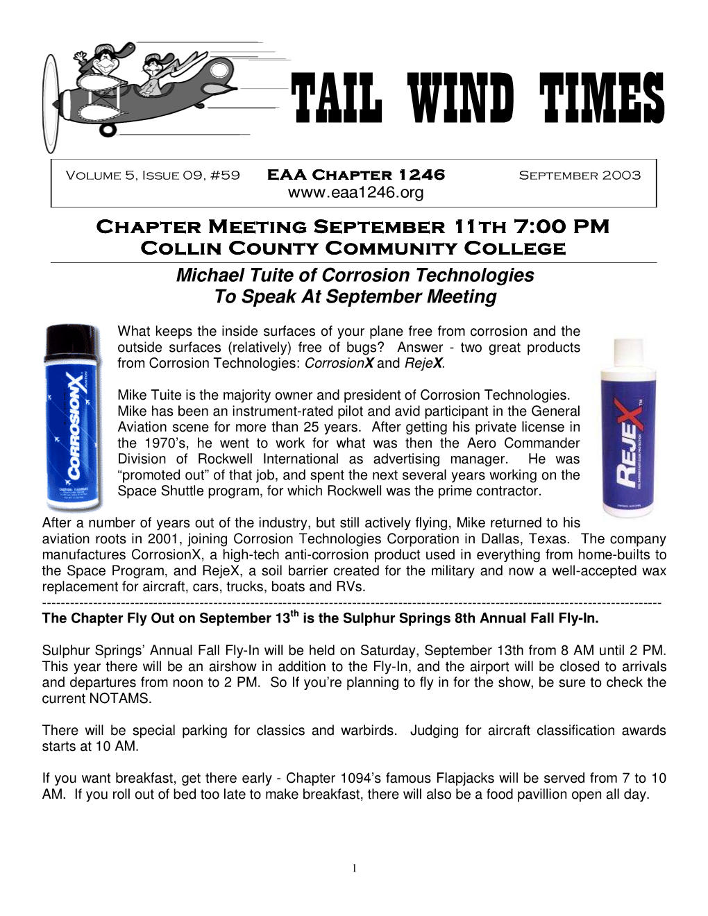 Chapter M Eetin G S Eptem B Er 11Th 7 :0 0 P M Co L L in Co U N Ty Co M M U N Ity Co L L Eg E Michael Tuite of Corrosion Technologies to Speak at September Meeting