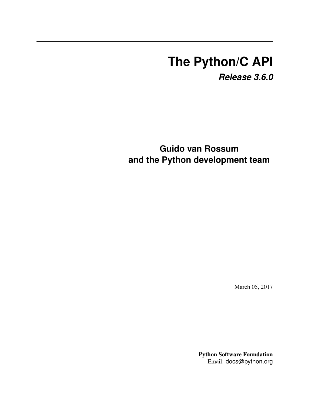 The Python/C API Release 3.6.0
