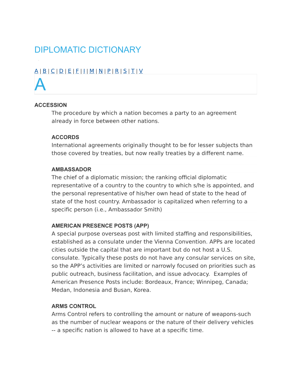 Diplomatic Dictionary