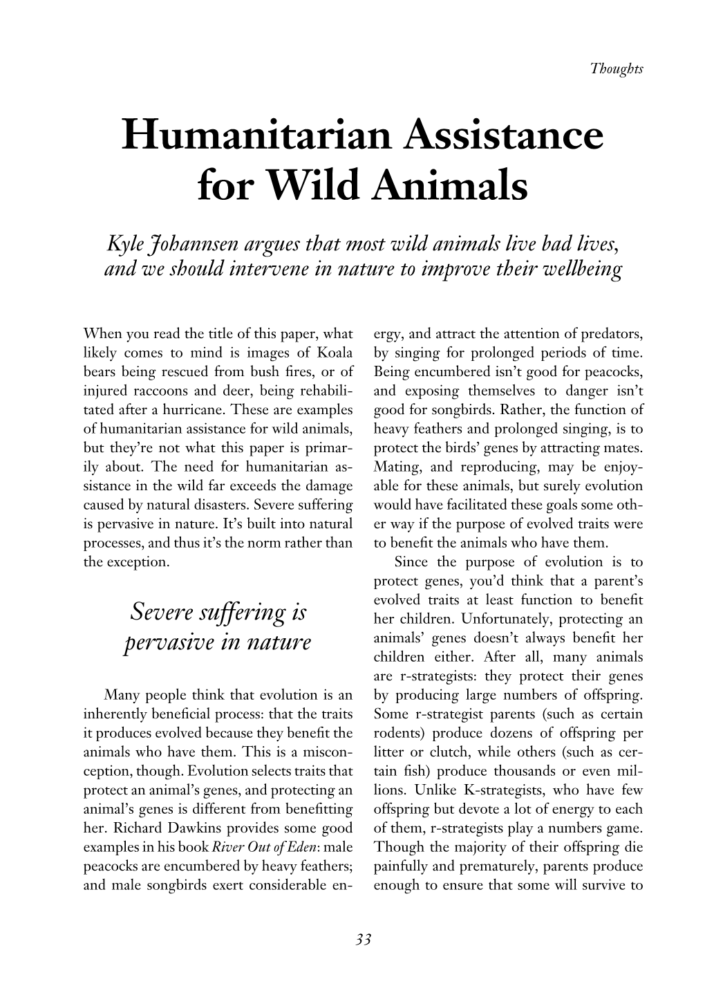 Humanitarian Assistance for Wild Animals