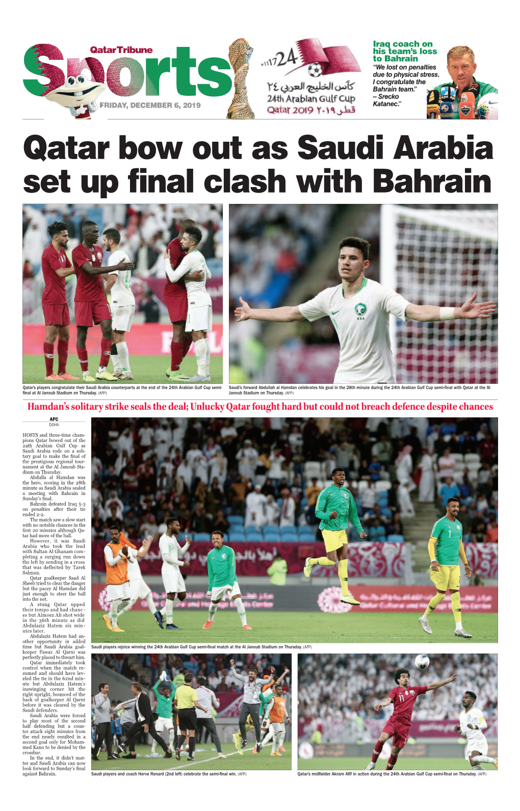 Qatar Bow out As Saudi Arabia Set up Final Clash with Bahrain