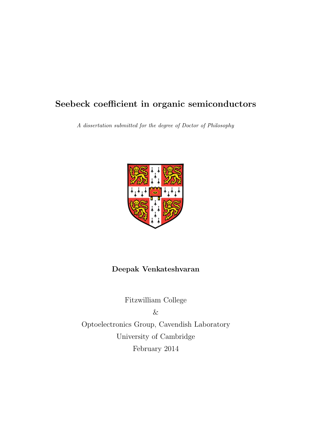 Seebeck Coefficient in Organic Semiconductors