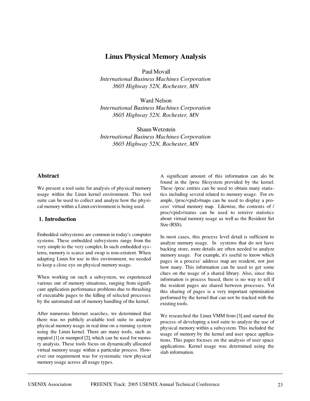 Linux Physical Memory Analysis