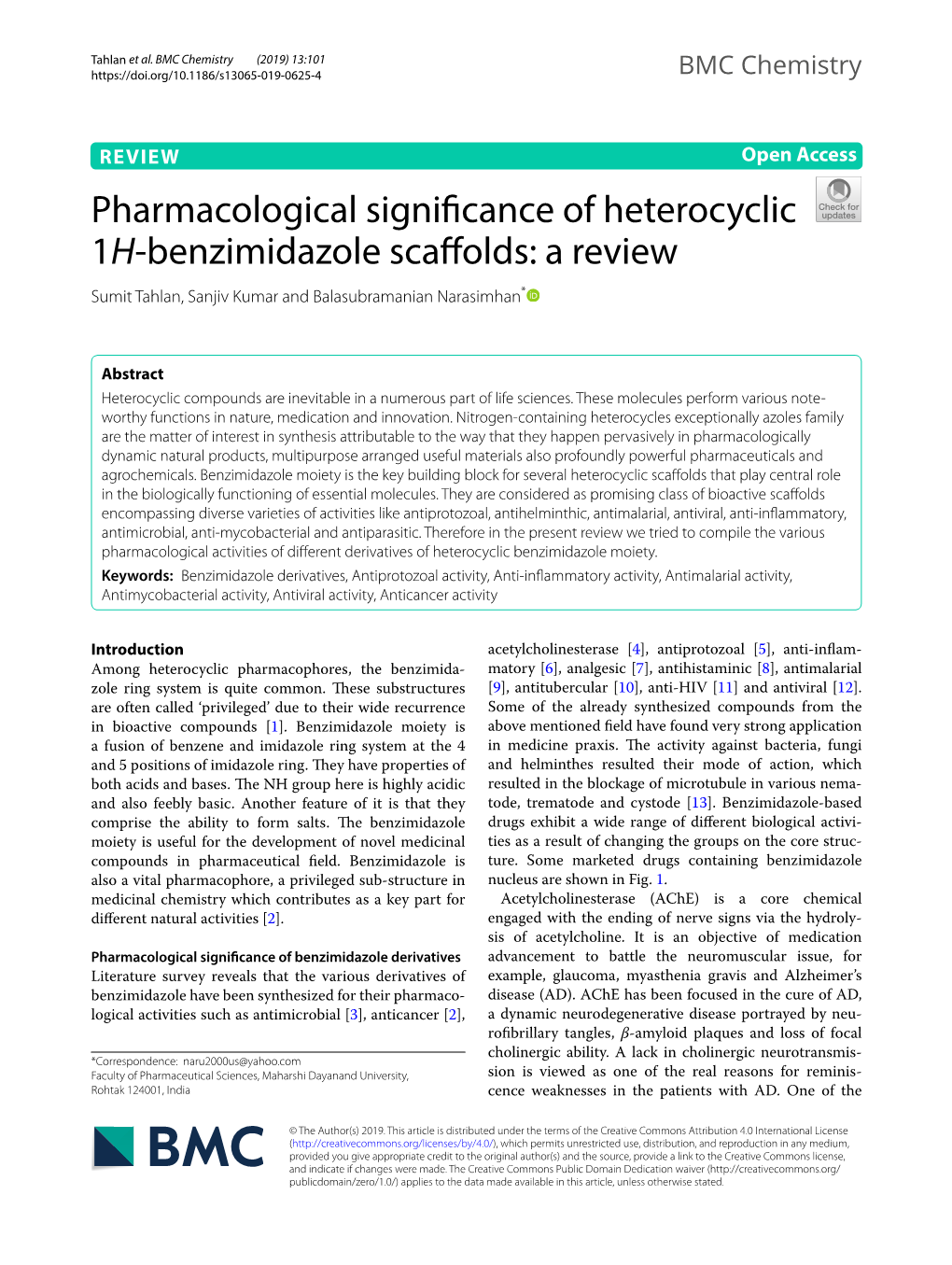 Pharmacological Significance of Heterocyclic 1H-Benzimidazole
