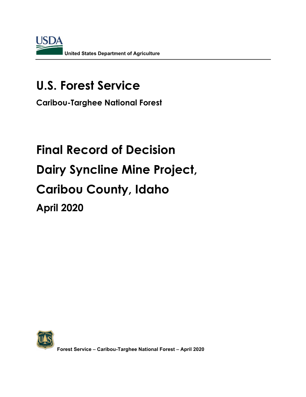 Dairy Syncline Mine Project Record of Decision