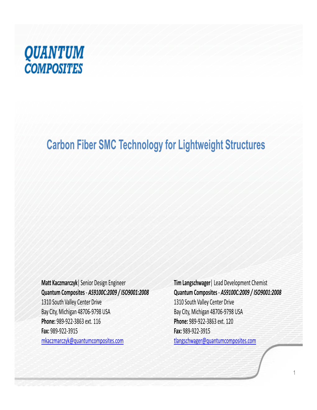 Carbon Fiber SMC Technology for Lightweight Structures