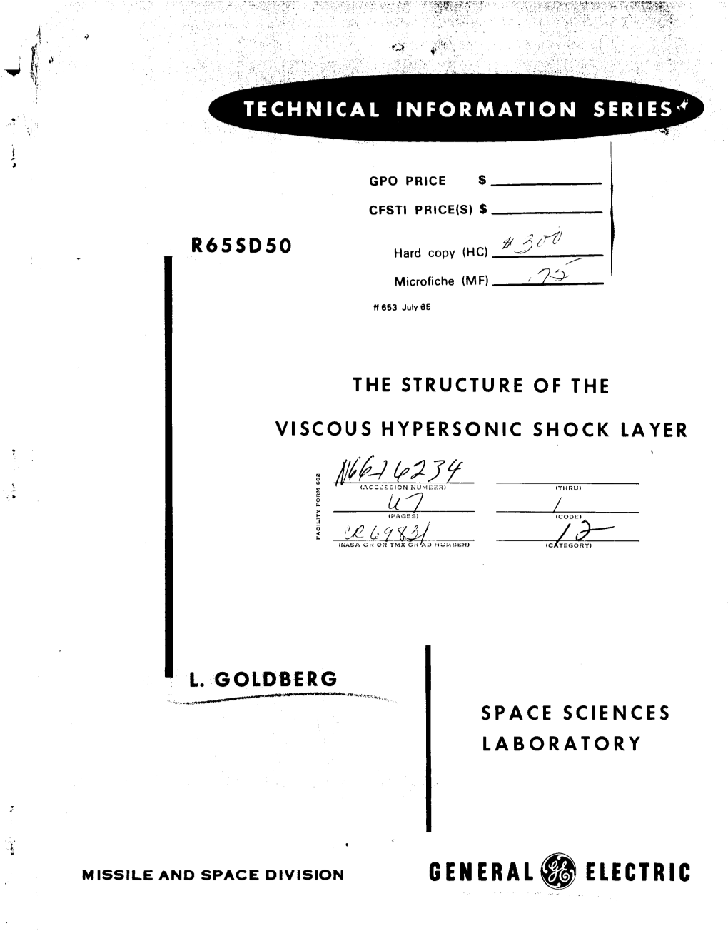 General@ Electric Space Sciences Laboratory Theoretical Fluid Physics Section