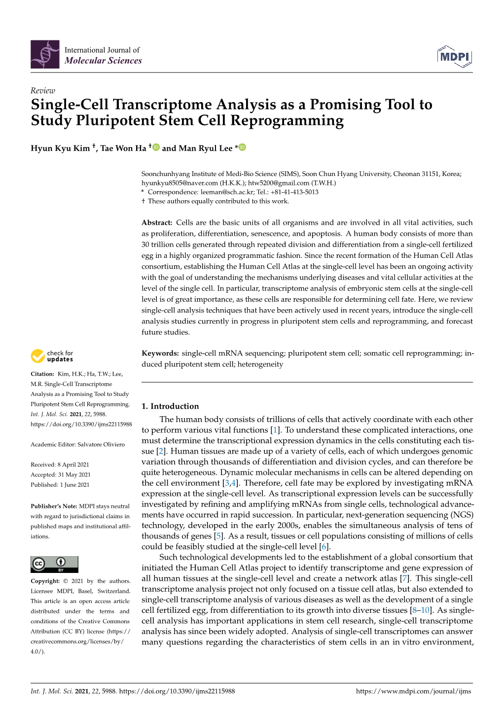 Single-Cell Transcriptome Analysis As a Promising Tool to Study Pluripotent Stem Cell Reprogramming