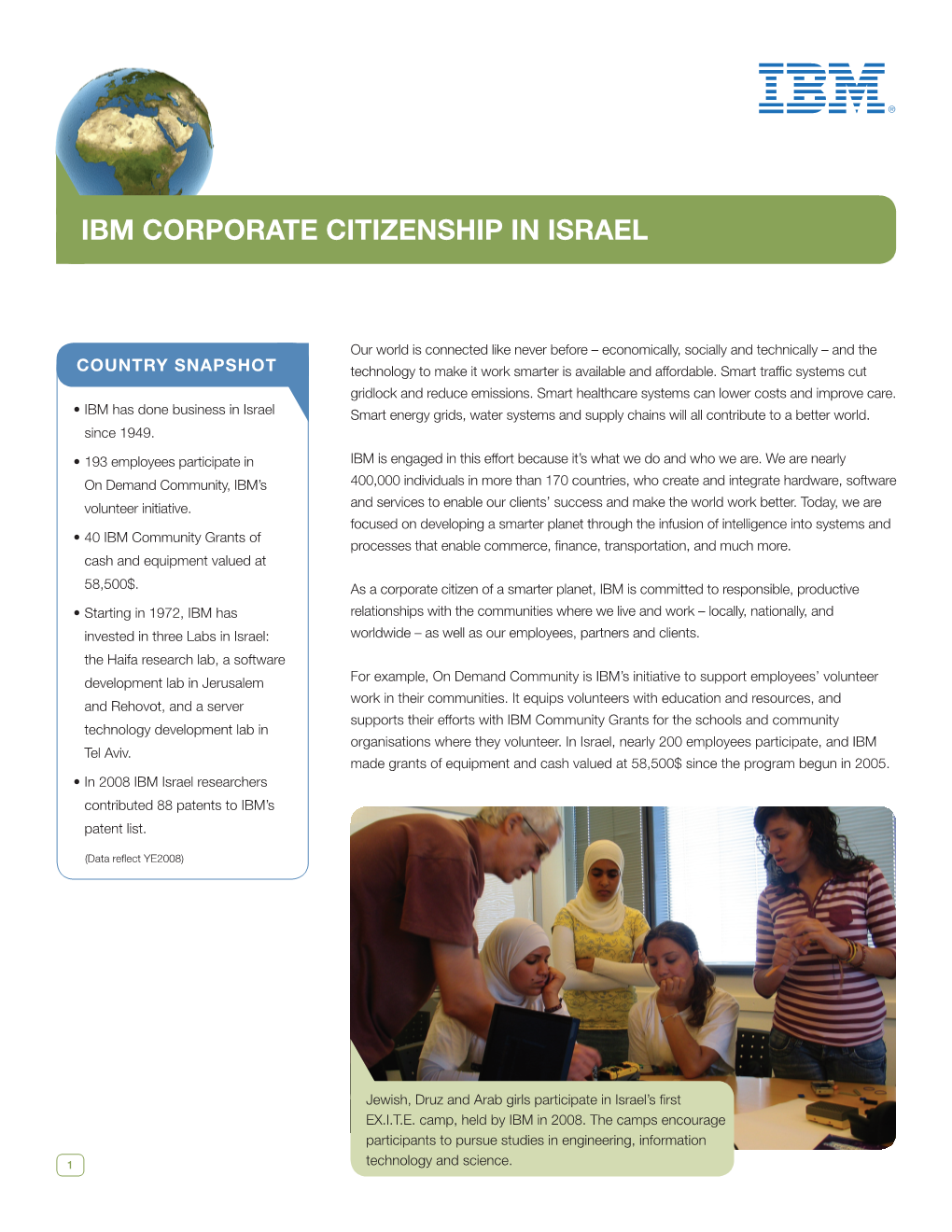 Ibm Corporate Citizenship in Israel