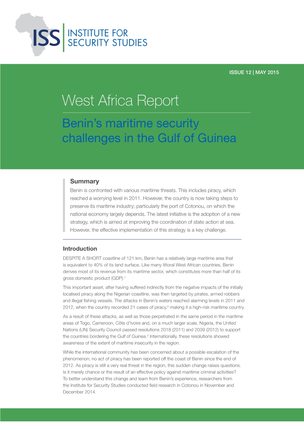 Benin's Maritime Security Challenges in the Gulf of Guinea