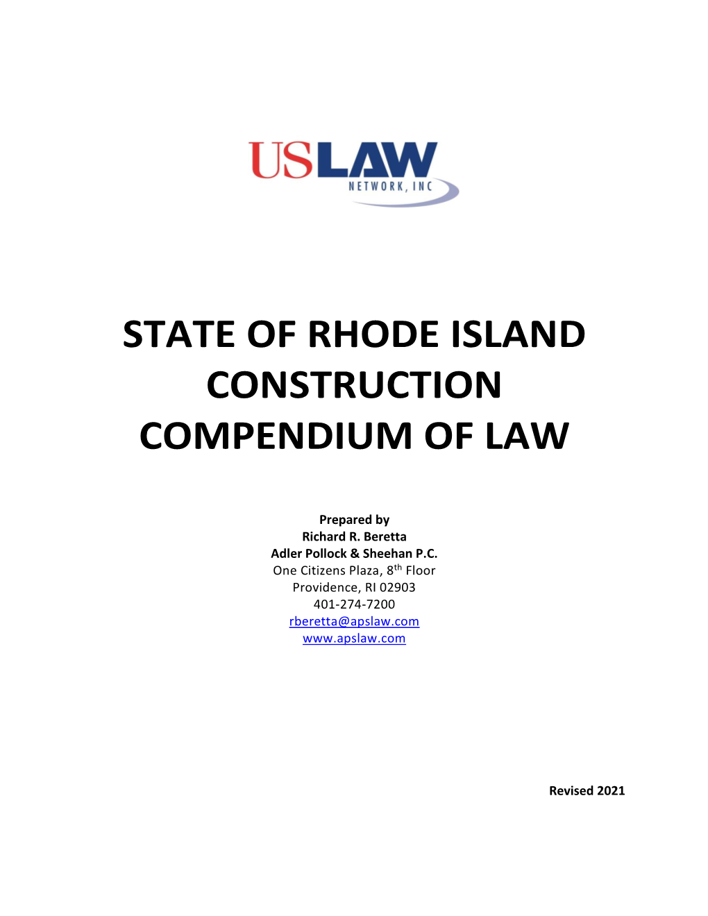 State of Rhode Island Construction Compendium of Law