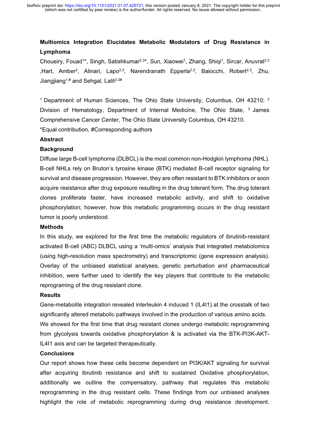 Multiomics Integration Elucidates Metabolic Modulators of Drug