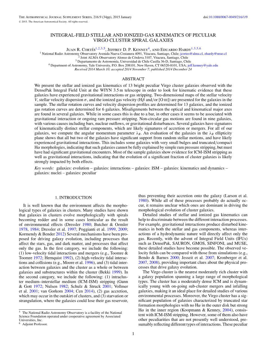 Pdf, Integral-Field Stellar and Ionized Gas Kinematics of Peculiar Virgo