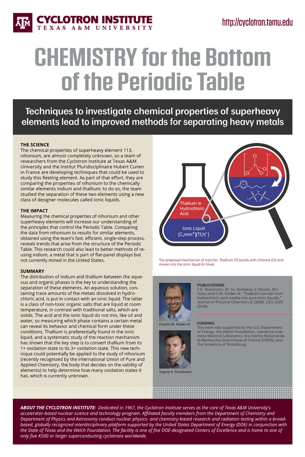 CHEMISTRY for the Bottom of the Periodic Table