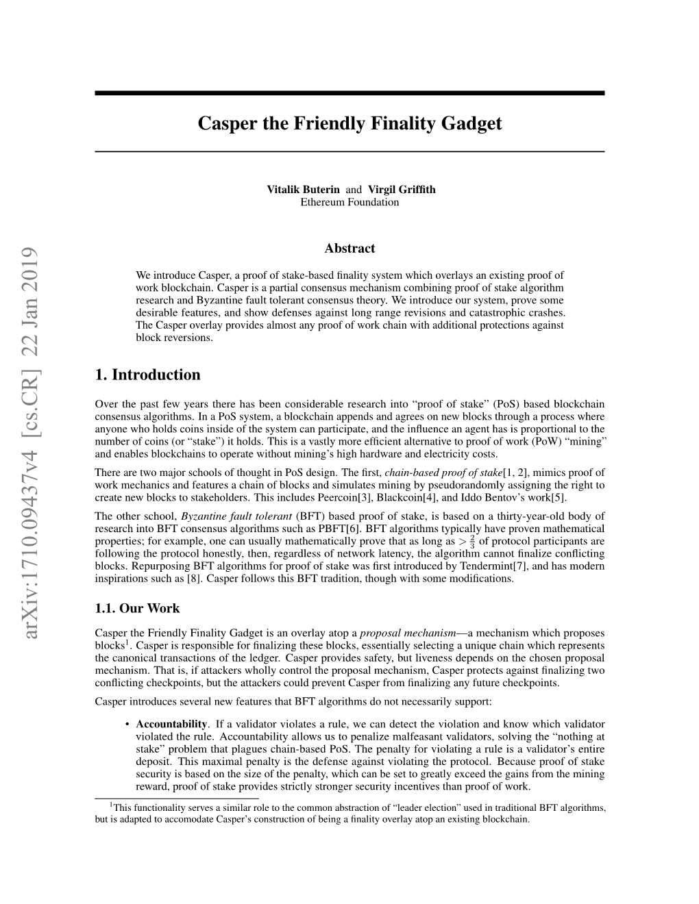 Casper the Friendly Finality Gadget