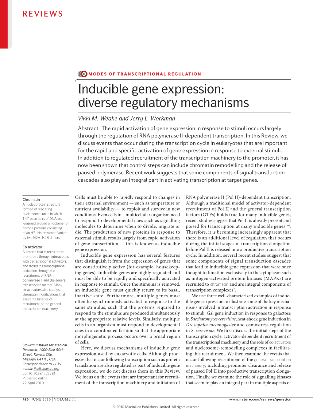 Inducible Gene Expression: Diverse Regulatory Mechanisms