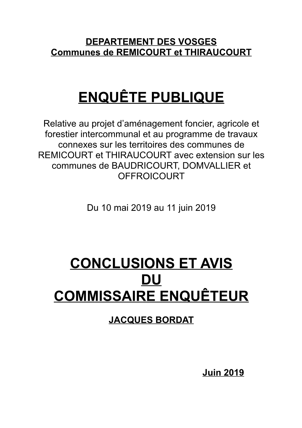 Enquête Publique Conclusions Et Avis Du