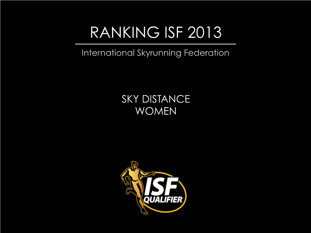 RANKING ISF 2013 International Skyrunning Federation