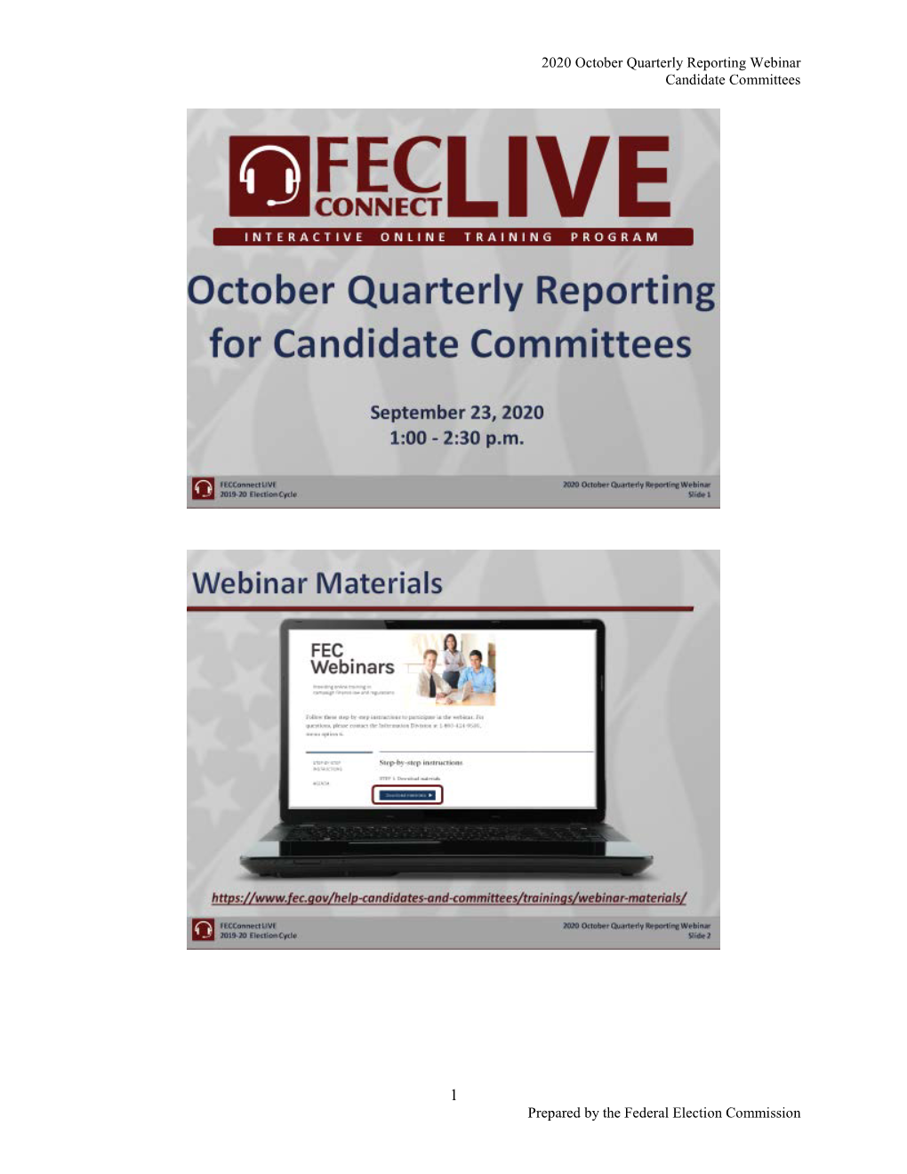 September 23 Reporting for Candidate Committees Webinar